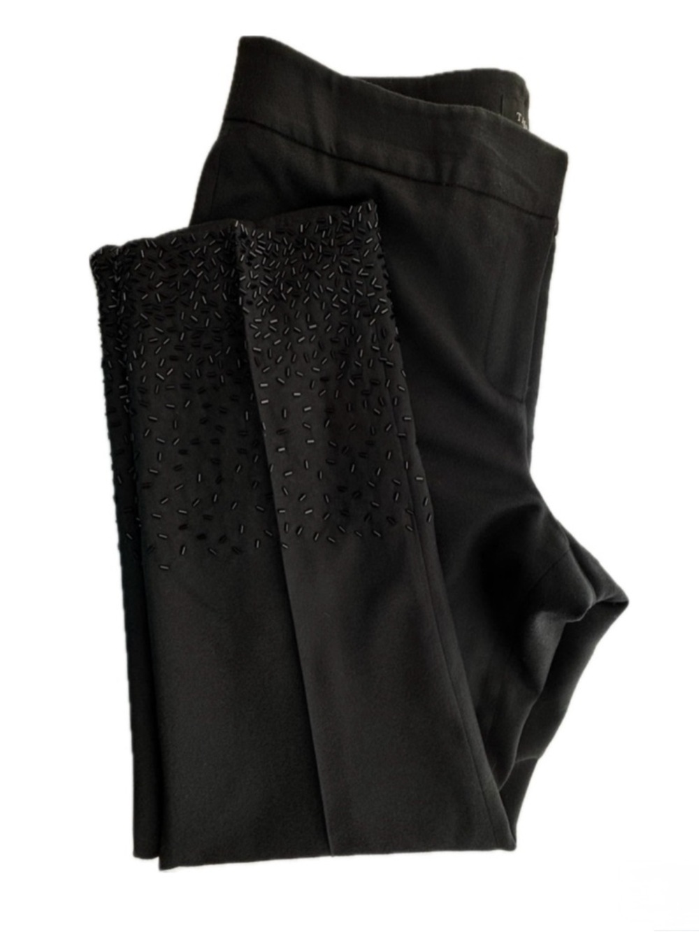 Talbots Black Marzotto Italian Wool Blend Beaded Hem Ankle Pants Size 10